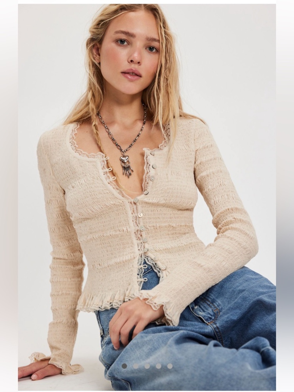 Free People Elliot Smocked Top, XS